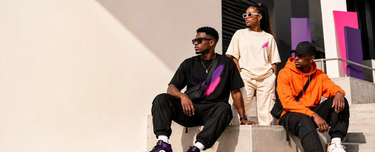 The ShopwTee community — three friends in ShopwTee streetwear