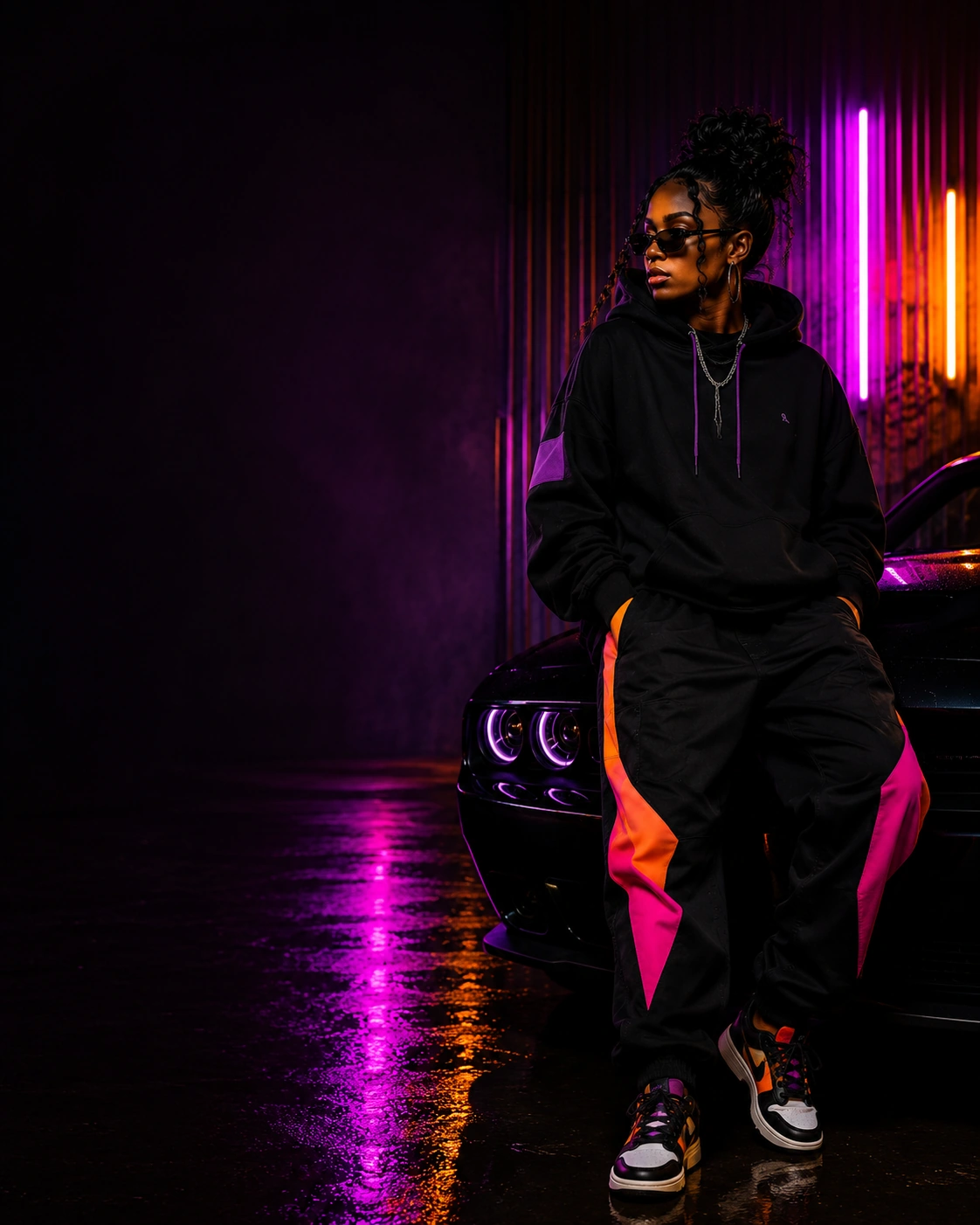 Model in streetwear hoodie campaign for ShopwTee new drop