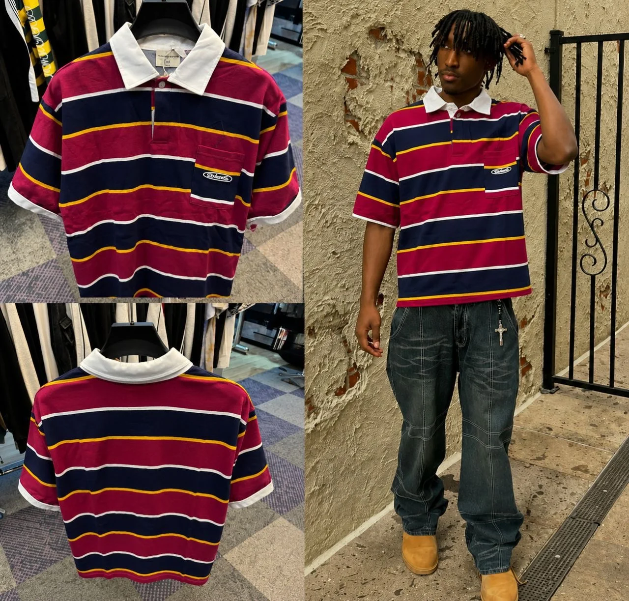 Vintage Striped Polo Tee – Retro Style with Modern Streetwear Energy.