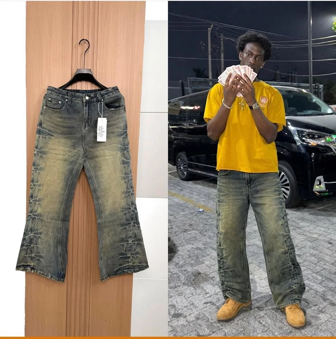 Vintage Washed Flared Denim – Retro Streetwear Redefined.